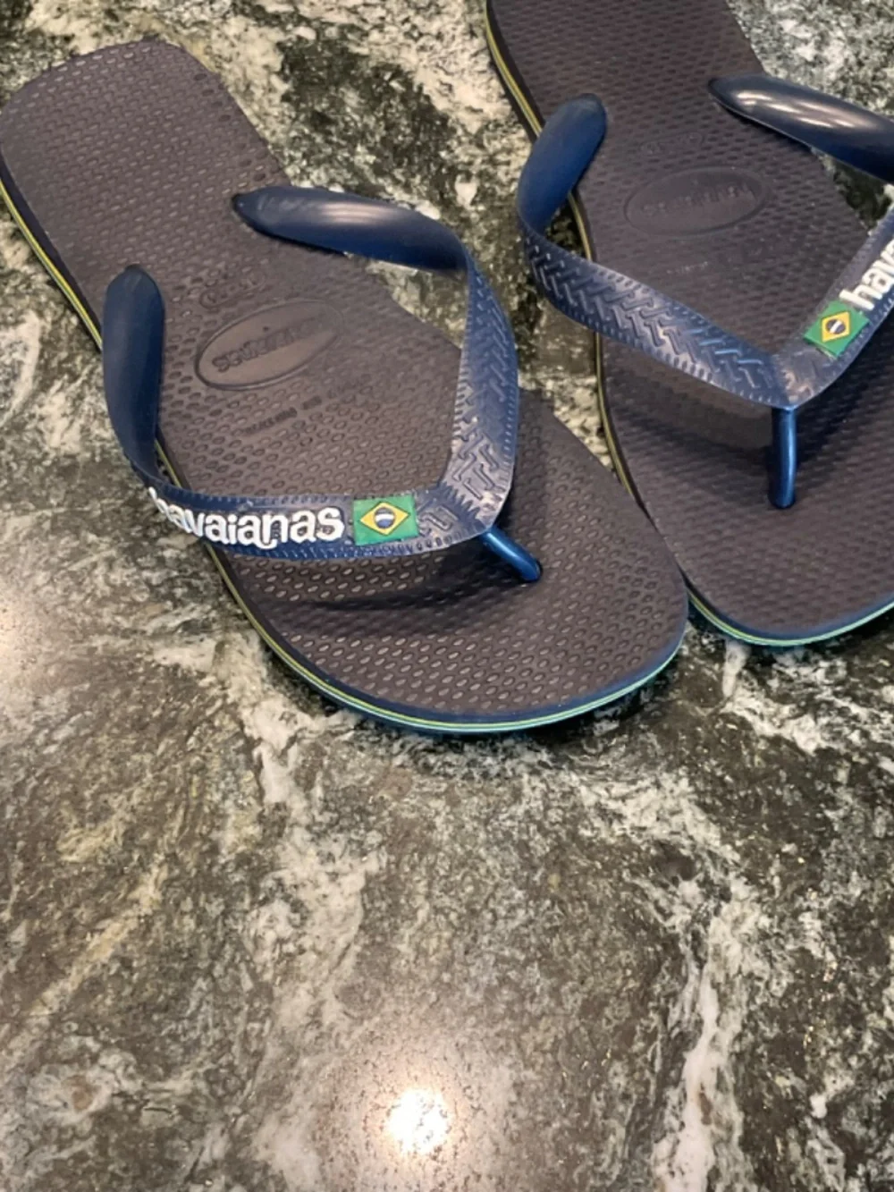 Navy Havaianas with Brazil Flag Size 5-6 (35-36)